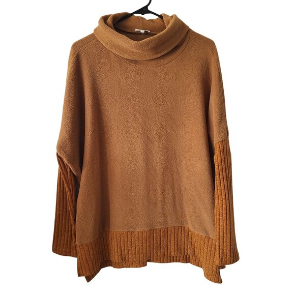 La Miel US Womens M Camel Brown Cowl Neck Sweater With Ribbed Hem & Sleeves - Picture 1 of 10